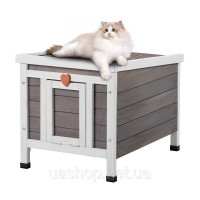 Vevor 313694 Котячий будиночок Котяча печера Котяча хатинка Дерев'яна зовнішня зимостійка 513x420x420 мм
