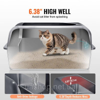 Vevor 313738 152.4мм котячий туалет відкритий котячий унітаз унітаз 60л