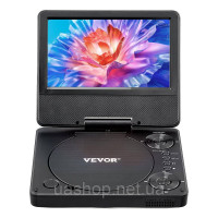 Vevor 316355 Портативний DVD-програвач із поворотним HD-екраном 178 мм, 4 години відтворення Vevor 316355 Портативний DVD-програвач із поворотним HD-екраном 178 мм, 4 години відтворення