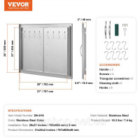 Vevor 311469 Двері для доступу до барбекю, 787 x 609 мм, подвійні двері для зовнішньої кухні, двері з нержавіючої сталі, Vevor 311469 Двері для доступу до барбекю, 787 x 609 мм, подвійні двері для зовнішньої кухні, двері з нержавіючої сталі,