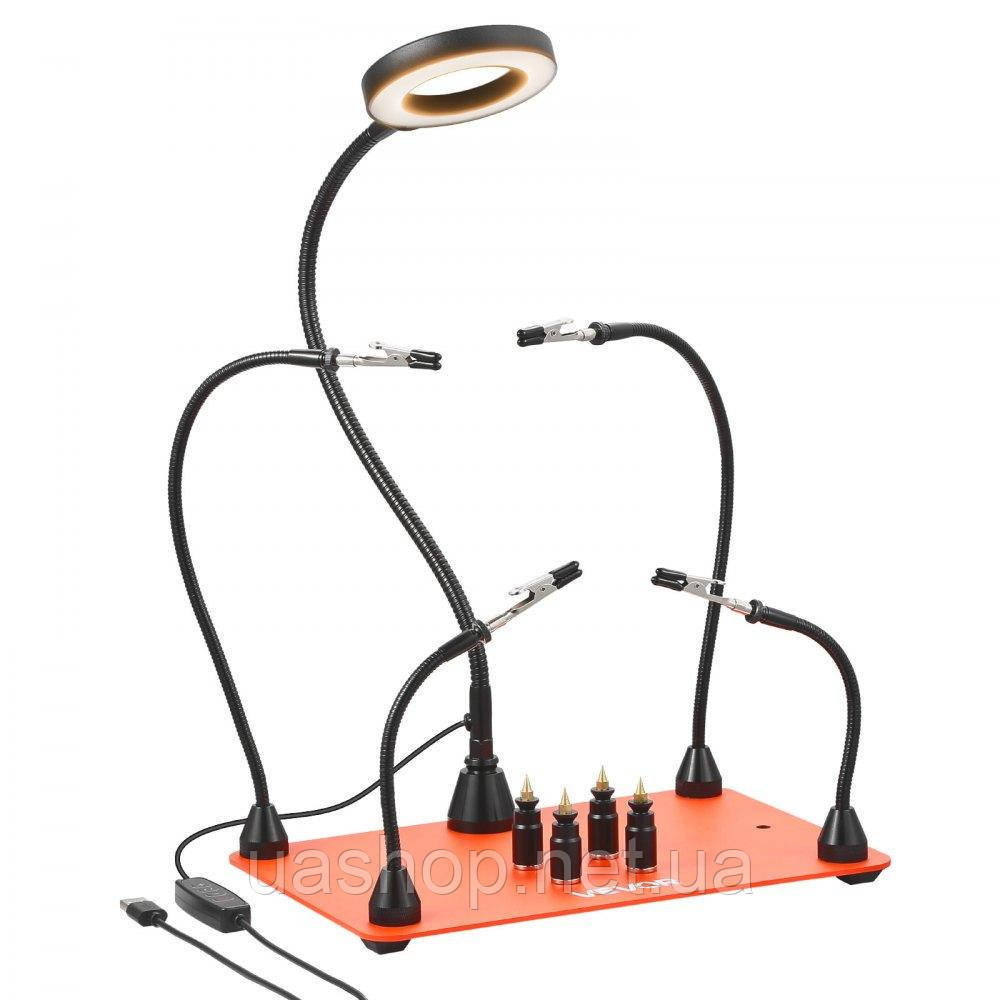 Vevor 314508 Паяльна станція Soldering Aid з магнітною панеллю, світлодіодна збільшувальна лампа, 4 тримачі для друкованих плат