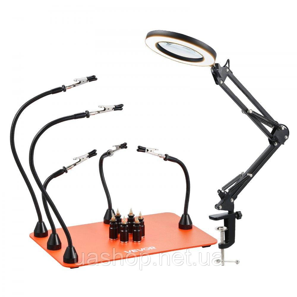 Vevor 314506 Паяльна станція Soldering Aid з магнітною панеллю, 3-кратне світлодіодне збільшення, 5-крапельне