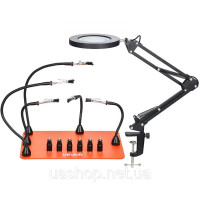 Vevor 314506 Паяльна станція Soldering Aid з магнітною панеллю, 3-кратне світлодіодне збільшення, 5-крапельне