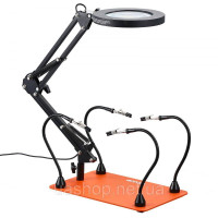 Vevor 314506 Паяльна станція Soldering Aid з магнітною панеллю, 3-кратне світлодіодне збільшення, 5-крапельне