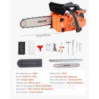 Vevor 318142 Бензинова бензопила 25cc 1.02HP 305 мм 12000 об/хв Різка деревини Vevor 318142 Бензинова бензопила 25cc 1.02HP 305 мм 12000 об/хв Різка деревини