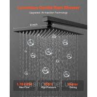 Vevor 315503 Комплект змішувача для душу з квадратною душовою лійкою Rain 203 мм, матово-чорний