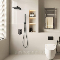 Vevor 315503 Комплект змішувача для душу з квадратною душовою лійкою Rain 203 мм, матово-чорний