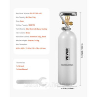 Vevor 312171 Балон CO2 Пляшка CO2 з легованої сталі 2 кг з клапаном DIN477 Балон CO2 з повітрям (порожня пляшка)