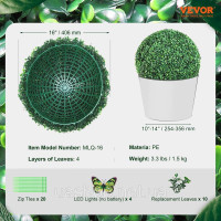Vevor 317884 2x Куля самшиту штучна Ø40,6 см Садовий декор Куля самшиту штучна Куля самшиту штучна Рослина з ПЕ, дерева, ПП в