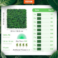 Vevor 317899 Штучна рослинна стіна 12 шт 20 х 20 дюймів, приватна огорожа штучна зелена, штучний самшит PE, екран конфіденційності Vevor 317899 Штучна рослинна стіна 12 шт 20 х 20 дюймів, приватна огорожа штучна зелена, штучний самшит PE, екран конфіденційності