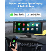Vevor 310112 Бездротова автомагнітола (254 мм) HD-радіо з сенсорним екраном, Apple CarPlay та Android Auto, екран CarPlay з
