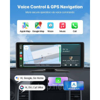 Vevor 310112 Бездротова автомагнітола (254 мм) HD-радіо з сенсорним екраном, Apple CarPlay та Android Auto, екран CarPlay з