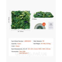 Vevor 317908 8шт. Штучна жива огорожа Штучна рослинна стіна Privacy screen PE 500x500x50 мм