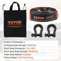 Vevor 310173 Комплект для евакуації лебідки, буксирувальний ремінь, скоба, аварійний комплект, 7,6 см x 9,6 м, 13607 кг, 4 шт. Vevor 310173 Комплект для евакуації лебідки, буксирувальний ремінь, скоба, аварійний комплект, 7,6 см x 9,6 м, 13607 кг, 4 шт.