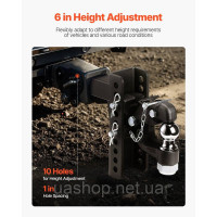 Vevor 310207 Trailer Hitch 9T Стволовий гак 63,5-76,2 мм кільце рамки 435x125x280 мм