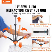 Vevor 310420 Плоскогубці для заклепок 35см Плоскогубці для глухих заклепок 7 комплектів