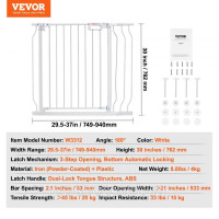 Vevor 312959 Дверний огороджувач, бар'єрні сходові ворота, діапазон ширини 749-990 мм Дитячі ворота, ворота для домашніх тварин,