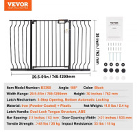 Vevor 312962 Door Guard, бар'єрні сходові ворота, діапазон ширини 749-1346 мм, дитячі ворота, ворота для домашніх тварин, сходові Vevor 312962 Door Guard, бар'єрні сходові ворота, діапазон ширини 749-1346 мм, дитячі ворота, ворота для домашніх тварин, сходові