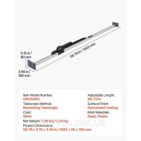 Vevor 310061 Регульована вантажна планка Cargo Bar Ratchet 1499-1854 мм, сталевий стабілізатор навантаження з нековзними ніжками,
