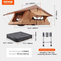 Vevor 310124 Водонепроникний намет Hard Shell для 2-3 осіб, джип, позашляховик, вантажівка, водонепроникний