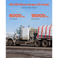 Vevor 310175 Ремені лебідки, 4 x 30, вантажопідйомність 6000 фунтів, міцність на розрив 18000 фунтів, вантажні ремені з плоским
