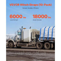 Vevor 310176 Ремені лебідки, 4 x 30, вантажопідйомність 6000 фунтів, міцність на розрив 18000 фунтів, вантажні ремені з плоским