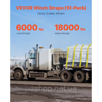 Vevor 310178 Ремені лебідки, 4 x 30, вантажопідйомність 6000 фунтів, міцність на розрив 18000 фунтів, вантажні ремені з плоским Vevor 310178 Ремені лебідки, 4 x 30, вантажопідйомність 6000 фунтів, міцність на розрив 18000 фунтів, вантажні ремені з плоским