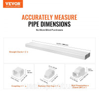 Vevor 311084 Кришка mini split line 76,2 мм Ш 2270 мм Д, декоративна кришка з ПВХ для кондиціонера з 2 прямими повітропроводами та Vevor 311084 Кришка mini split line 76,2 мм Ш 2270 мм Д, декоративна кришка з ПВХ для кондиціонера з 2 прямими повітропроводами та