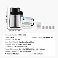 Vevor 312076 Дистилятор для води Дистилятор для води, фільтр для очищеної води на 4 л, дистилятор для дистильованої води на 750 Vevor 312076 Дистилятор для води Дистилятор для води, фільтр для очищеної води на 4 л, дистилятор для дистильованої води на 750