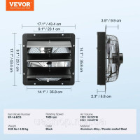Vevor 311125 Витяжний вентилятор Настінний вентилятор 356 мм Настінне кріплення з дистанційним керуванням EC 1024 CFM Vevor 311125 Витяжний вентилятор Настінний вентилятор 356 мм Настінне кріплення з дистанційним керуванням EC 1024 CFM