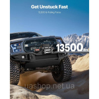 Vevor 310235 Електрична лебідка, 6100 кг, 12 В постійного струму з тросом 24 м, бездротовим та дротовим пультом дистанційного