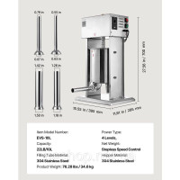 Vevor 312230 Електрична ковбасна начинка 10 л, м'ясна начинка з безступінчастим регулюванням швидкості та педаллю, міцна Vevor 312230 Електрична ковбасна начинка 10 л, м'ясна начинка з безступінчастим регулюванням швидкості та педаллю, міцна