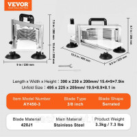 Vevor 312260 Комерційна томаторізка, томаторізка 3/8 дюйма, надміцна томаторізка з нержавіючої сталі, ручна овочерізка, для Vevor 312260 Комерційна томаторізка, томаторізка 3/8 дюйма, надміцна томаторізка з нержавіючої сталі, ручна овочерізка, для