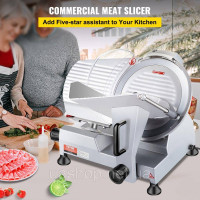 Vevor 312269 Комерційна м'ясорубка 240 Вт, електрична харчова ломтерізка з лезом з вуглецевої сталі 25,4 см, регульованою товщиною Vevor 312269 Комерційна м'ясорубка 240 Вт, електрична харчова ломтерізка з лезом з вуглецевої сталі 25,4 см, регульованою товщиною