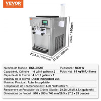 Vevor 311327 Фризер для комерційного морозива, 1800 Вт, 3 смаки, м'яка робоча поверхня для виготовлення морозива, 2 бункери по 4 Vevor 311327 Фризер для комерційного морозива, 1800 Вт, 3 смаки, м'яка робоча поверхня для виготовлення морозива, 2 бункери по 4