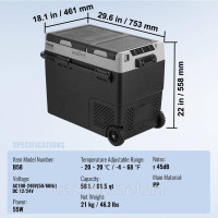 Vevor 311355 Портативний автомобільний холодильник Cool Box Compressor 58L Dual Zone Vevor 311355 Портативний автомобільний холодильник Cool Box Compressor 58L Dual Zone