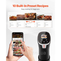 Vevor 312374 Sous-Vide Stick, варочна поверхня Sous-Vide потужністю 1100 Вт, занурювальний циркулятор з Wi-Fi та 10 попередньо Vevor 312374 Sous-Vide Stick, варочна поверхня Sous-Vide потужністю 1100 Вт, занурювальний циркулятор з Wi-Fi та 10 попередньо