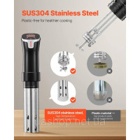 Vevor 312374 Sous-Vide Stick, варочна поверхня Sous-Vide потужністю 1100 Вт, занурювальний циркулятор з Wi-Fi та 10 попередньо Vevor 312374 Sous-Vide Stick, варочна поверхня Sous-Vide потужністю 1100 Вт, занурювальний циркулятор з Wi-Fi та 10 попередньо