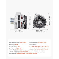 Vevor 310508 Автогенератор Vepora Auto Generator для Chevy Express 2500 V6 4.3L V8 6.0L 18-19 GMC Vevor 310508 Автогенератор Vepora Auto Generator для Chevy Express 2500 V6 4.3L V8 6.0L 18-19 GMC