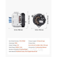Vevor 310509 Генератор генератора Vemora для Cadillac Escalade Ext 6.0L 03-04 Chevy GMC