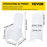 Vevor 311505 Крісло Vorvor охоплює білі, 50 штук стільців знімні промивані стільці для стільців для снарядів, розтяжки для