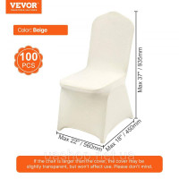 Vevor 311512 100 чохлів для стільців, стрейч, чохол для стільців, бежевий, універсальний, для вечірок
