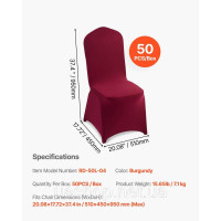 Vevor 311540 Чохли для стільців, 50 штук, знімні та пральні, виготовлені з поліестеру та спандексу, для весіль, банкетів,