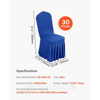 Vevor 311542 Чохли для стільців 30 шт., плоска передня частина, знімні та пральні, з поліестеру та спандексу, для весіль, Vevor 311542 Чохли для стільців 30 шт., плоска передня частина, знімні та пральні, з поліестеру та спандексу, для весіль,