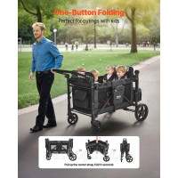 Vevor 313292 Коляска Wagon для 4 дітей Push Pull Quad Складна коляска для кемпінгу Vevor 313292 Коляска Wagon для 4 дітей Push Pull Quad Складна коляска для кемпінгу