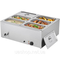 Vevor 312542 Промисловий підігрівач їжі з кришками для контейнерів розміром 6 x 1/3, 1500 Вт