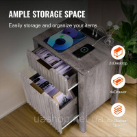 Vevor 315020 Тумбочка квадратна Тумбочка USB Розетка 2 шт. Тумба