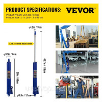 Vevor 310597 Гідравлічний домкрат для довгих паль, вантажопідйомність 8 т, з однопоршневим насосом та основою Clevis, ручний