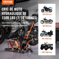 Vevor 310604 Гідравлічний підйомник для мотоциклів 700 кг Вантажопідйомник для мотоциклів Підйомник для мотоциклів Монтажний