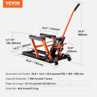 Vevor 310604 Гідравлічний підйомник для мотоциклів 700 кг Вантажопідйомник для мотоциклів Підйомник для мотоциклів Монтажний